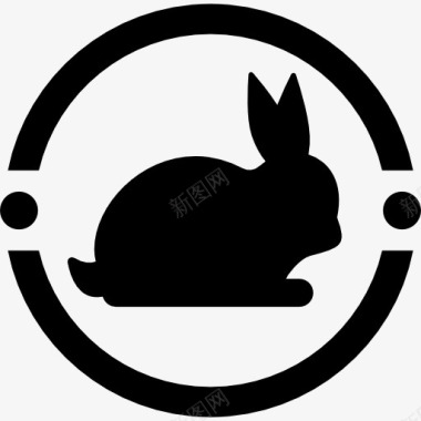 重叠圆圈兔子一个圆圈内图标图标