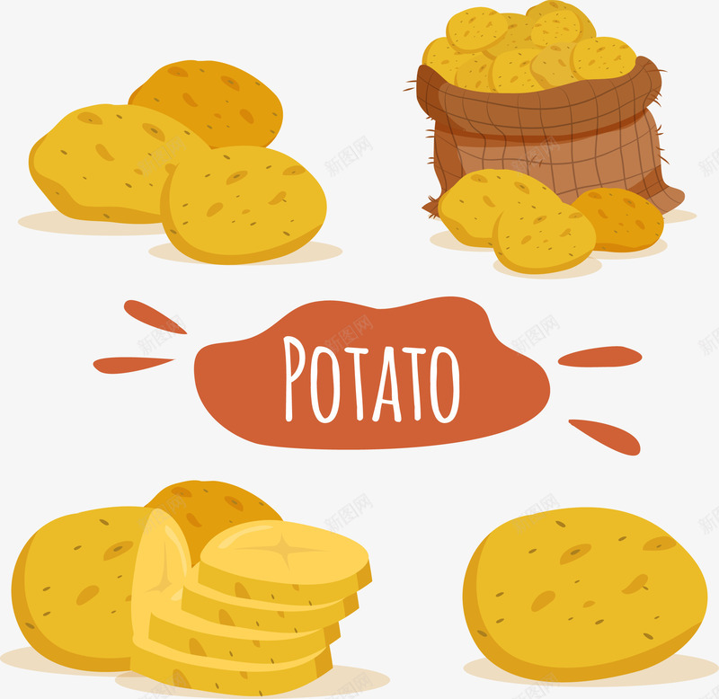 袋式古典马铃薯png免抠素材_88icon https://88icon.com 古典风格 插画 薯片 袋子 食品 食物