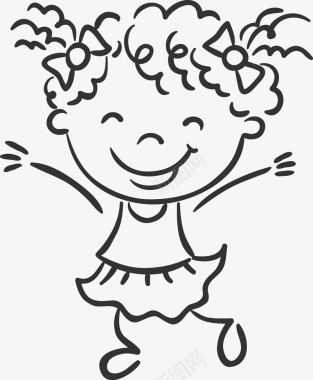 手绘可爱的小龙手绘开心的小女孩图标图标