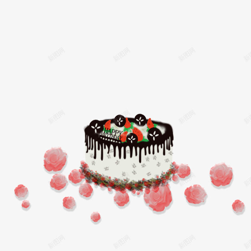 巧克力水果鲜花生日蛋糕png免抠素材_88icon https://88icon.com 巧克力蛋糕 生日蛋糕 草莓蛋糕 鲜花蛋糕