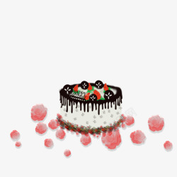 鲜花蛋糕巧克力水果鲜花生日蛋糕高清图片