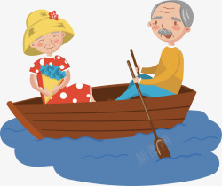 船桨划船的夫妇矢量图高清图片