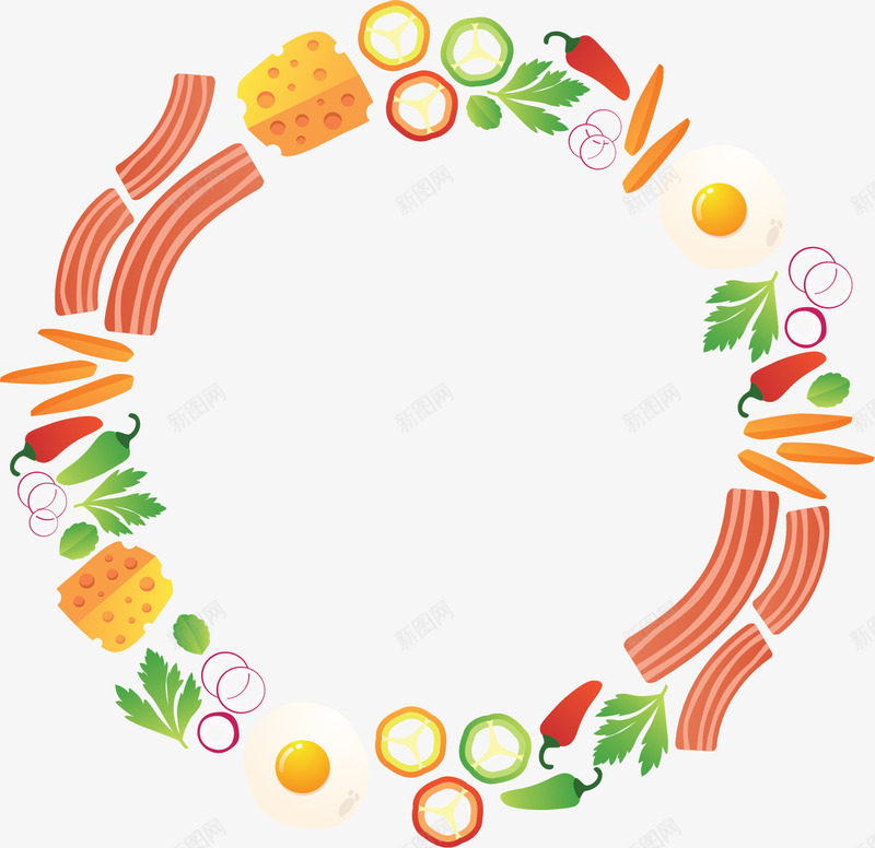 彩色卡通食材边框矢量图ai免抠素材_88icon https://88icon.com 健康食材 果蔬食材 烹饪食材 矢量png 食材 食材边框 矢量图