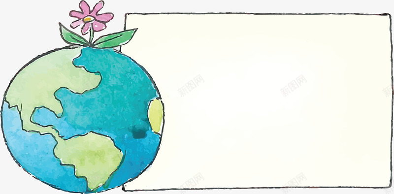一朵小花地球日边框矢量图ai免抠素材_88icon https://88icon.com 地球 地球日 地球日边框 标题框 水彩地球 矢量png 矢量图