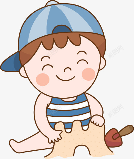 玩沙子的男孩png免抠素材_88icon https://88icon.com 儿童 儿童节 卡通 可爱 夏天 姿势 孩子 帽子 幼儿 手绘 沙子 沙滩 海 海边