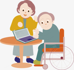 学电脑学电脑智慧健康养老矢量图高清图片