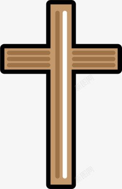 木质纹理黑边十字架矢量图素材