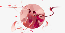 棕色中国风情侣圆圈装饰图案素材