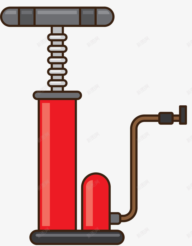 红色绳索卡通金属打气筒png免抠素材_88icon https://88icon.com 卡通打气筒 卡通风格 扁平风格 红色 红色打气筒 金属打气筒