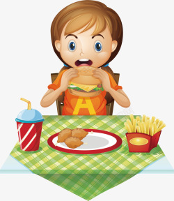 儿童套餐吃汉堡的女孩高清图片