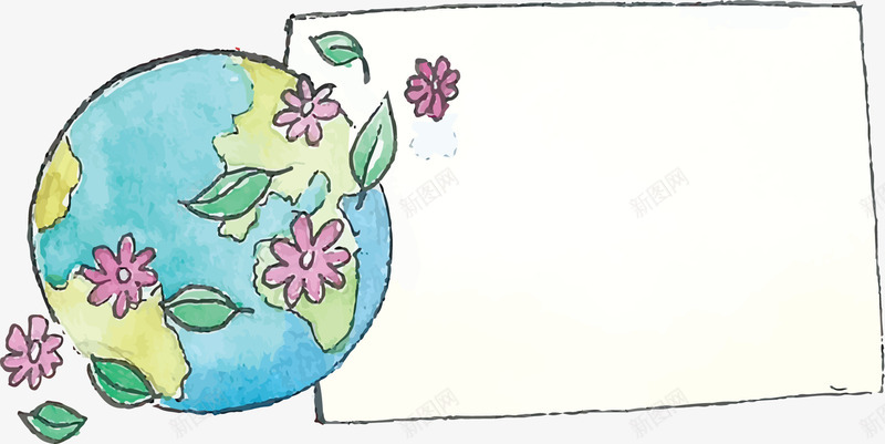 水彩手绘地球日标题框矢量图ai免抠素材_88icon https://88icon.com 地球 地球日 地球日边框 标题框 水彩地球 矢量png 矢量图