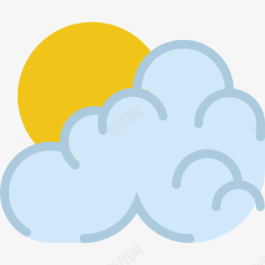 晴天天气云彩和太阳图标图标