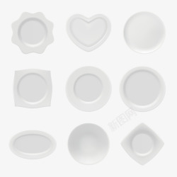不同形状的鱼缸九个不同形状的盘子矢量图高清图片