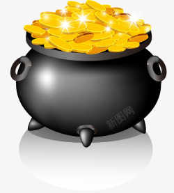 钱罐坛子中的金币矢量图高清图片
