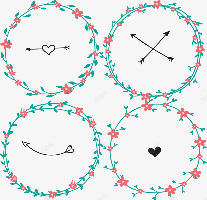 手绘浪漫情人节花环png免抠素材_88icon https://88icon.com 小清新 情人节装饰 浪漫 矢量素材 花环