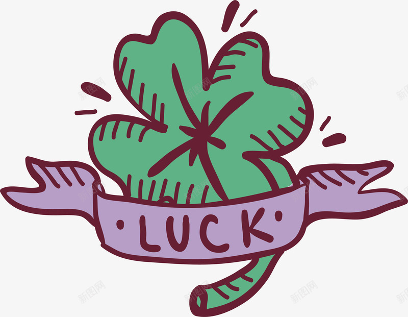 绿色手绘幸运草矢量图eps免抠素材_88icon https://88icon.com LUCKY 四叶草 幸运叶子 幸运草 彩带标题框 手绘四叶草 矢量png 矢量图