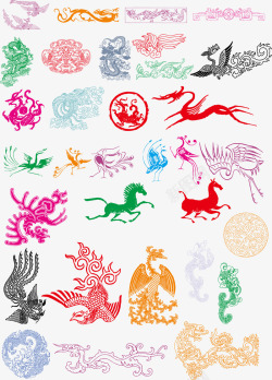 古纹古代动物装饰纹矢量图高清图片