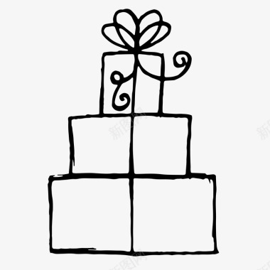 粉色小蛋糕手绘礼物盒子图标图标
