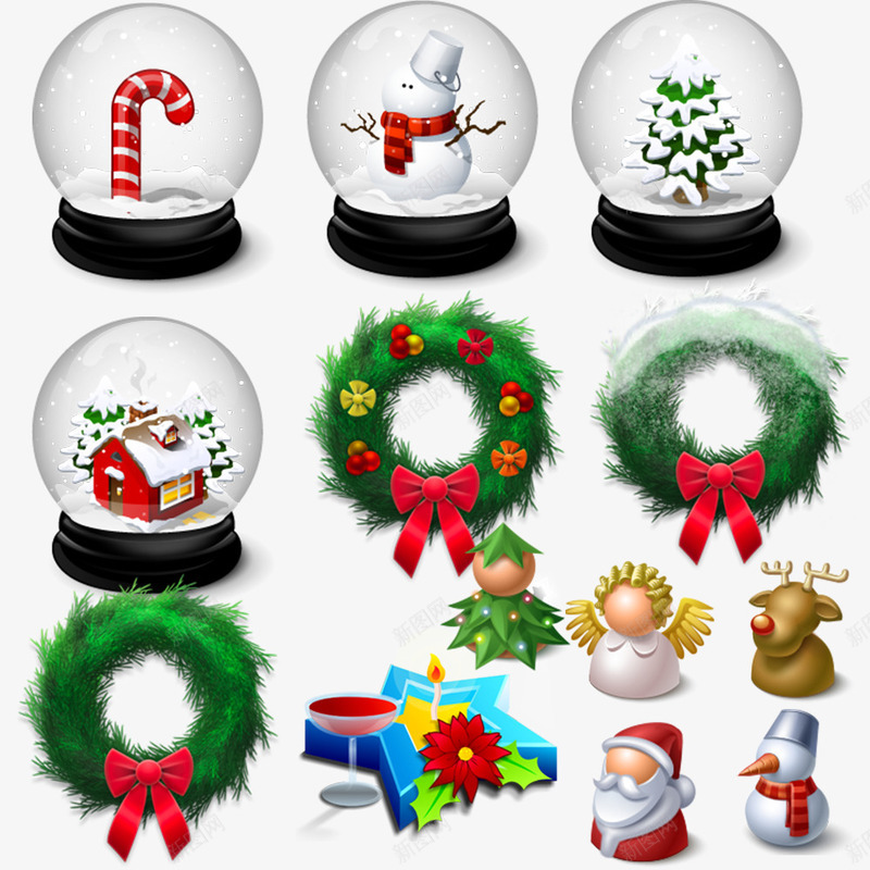 圣诞节水晶球和花环png免抠素材_88icon https://88icon.com 圣诞老人 圣诞节 水晶球 花环 雪人 麋鹿