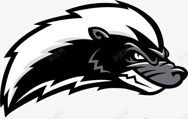 愤怒的黑白色蜜獾图标图标