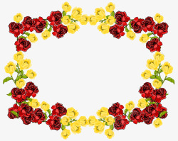 红黄色花环偏方型素材