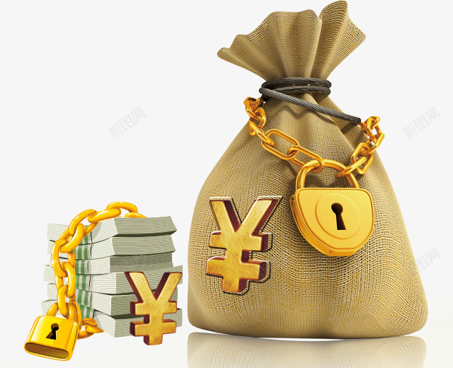 卡通麻袋png免抠素材_88icon https://88icon.com 金币 钱币 锁 麻袋