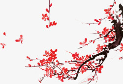 创意绘画风格红色梅花花瓣素材