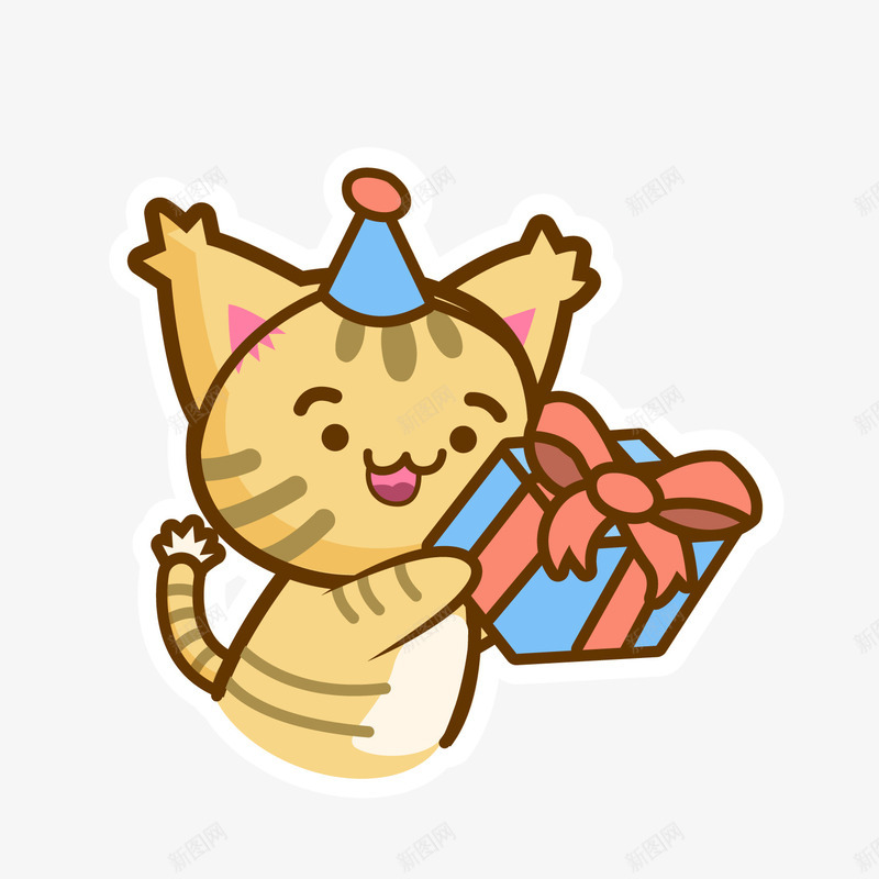 可爱送礼物小猫png免抠素材_88icon https://88icon.com 卡通小猫 可爱小猫 背景装饰 送礼物