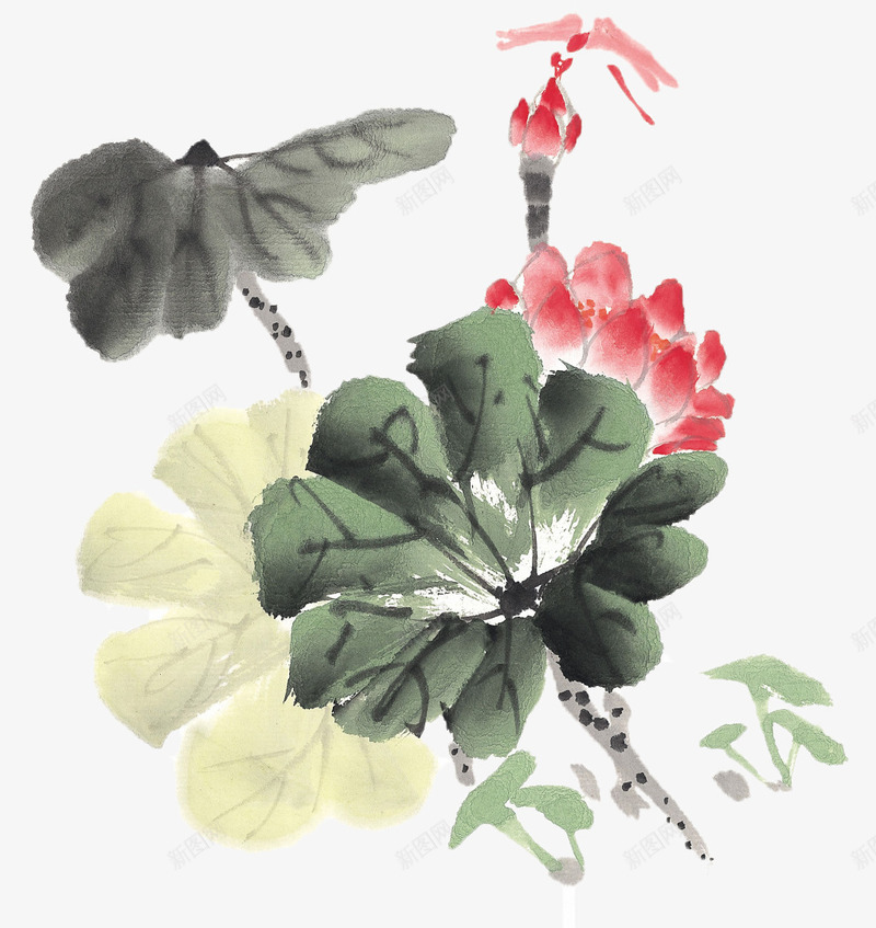 水墨画荷花png免抠素材_88icon https://88icon.com 中国风 传统 手绘 水墨画 爱莲说 艺术 荷叶 荷花