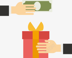 交换礼物礼物与金钱交换矢量图高清图片