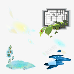 漂浮树叶星光素材