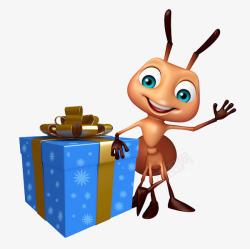 蚂蚁身旁的礼物盒素材
