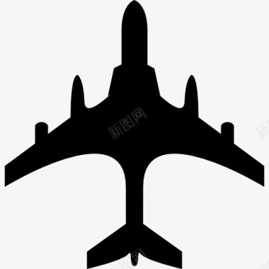 从顶部的飞机黑色形状图标图标