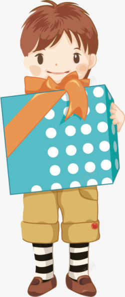 小孩抱着礼品盒儿童节礼物矢量图高清图片