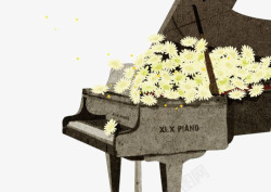 鲜花钢琴素材