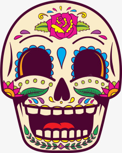 墨西哥风格粉色背景卡通骷髅矢量图高清图片