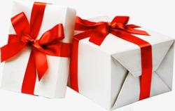 红蝴蝶结丝带白色礼物盒素材