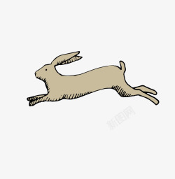 奔跑的兔子手绘矢量图素材