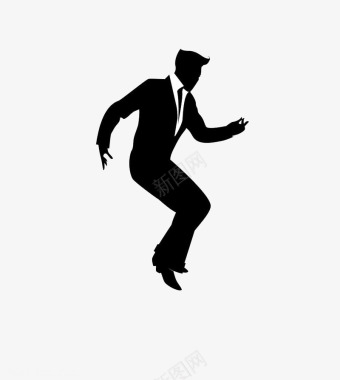 舞蹈穿西装跳踢踏舞的男人黑白插图图标图标