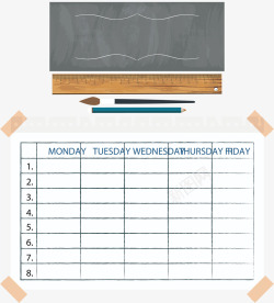 贴在墙上的课程表素材