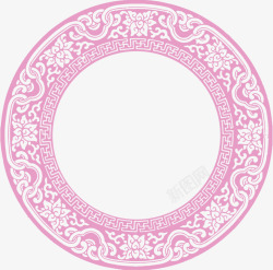 紫色中国风花纹圆圈边框纹理素材