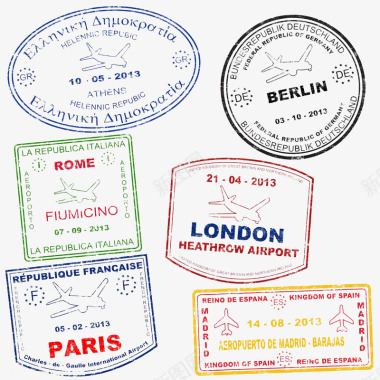 不同国家邮标集合图标图标