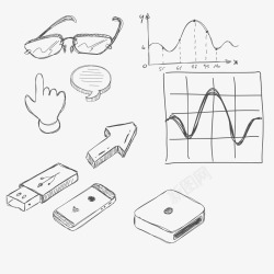 u字箭头箭头手机数学元素矢量图高清图片