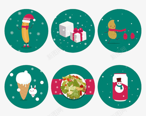 吃西瓜主题插画圣诞节主题插画图标图标