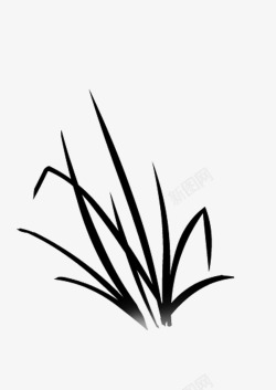 绘画植物小草禾苗黑白素材