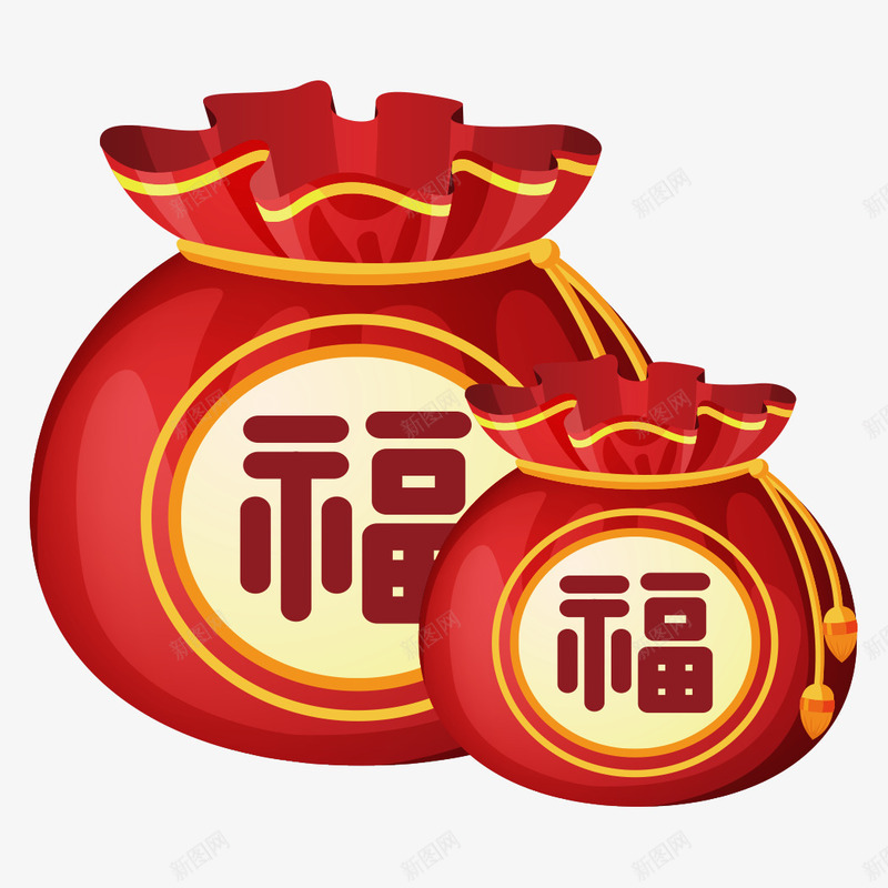 红色福字大小福袋png免抠素材_88icon https://88icon.com 中国风 优劣对比图 新年礼物 比大小 礼包 福字 福袋 红色 钱袋