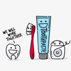 卡通牙齿健康元素素材