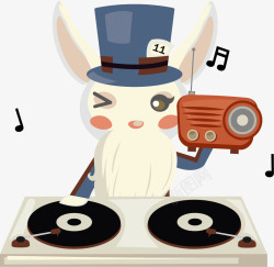 兔子DJ音乐家矢量图素材
