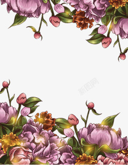 手绘花卉边框背景素材