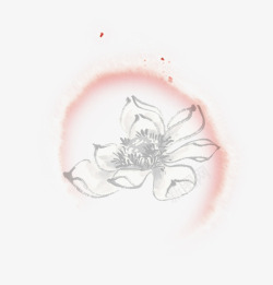 国画荷花墨点素材